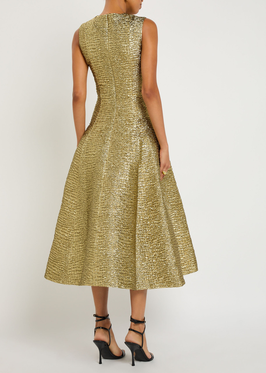 Emilia Wickstead Mara Metallic Seersucker Lamé Midi Dress - 3