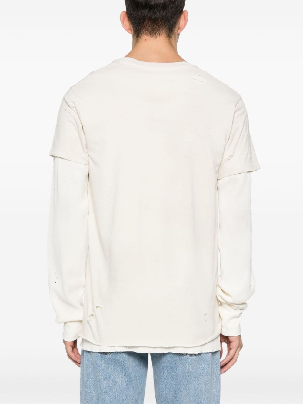 distressed layered longsleeved T-shirt - 4