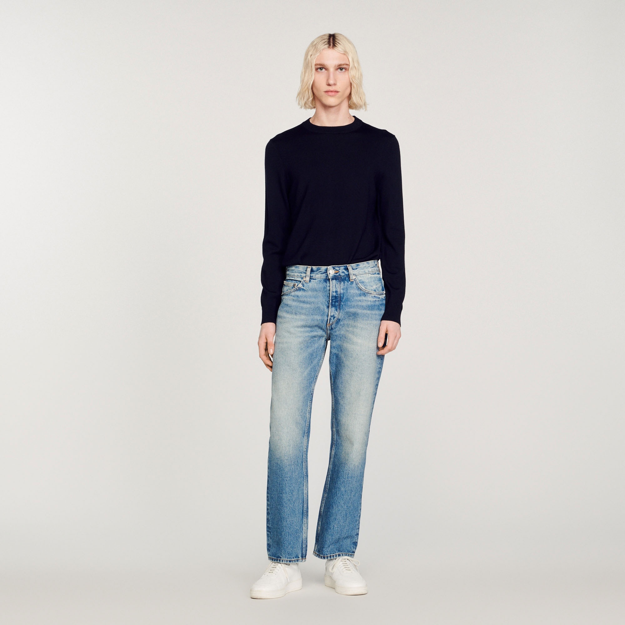 Faded straight-leg organic cotton jeans - 3
