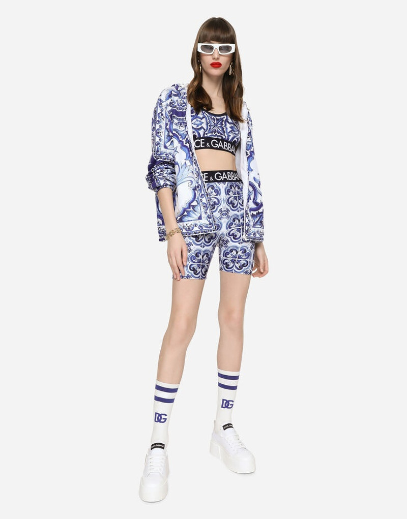 Majolica-print windbreaker with hood 1