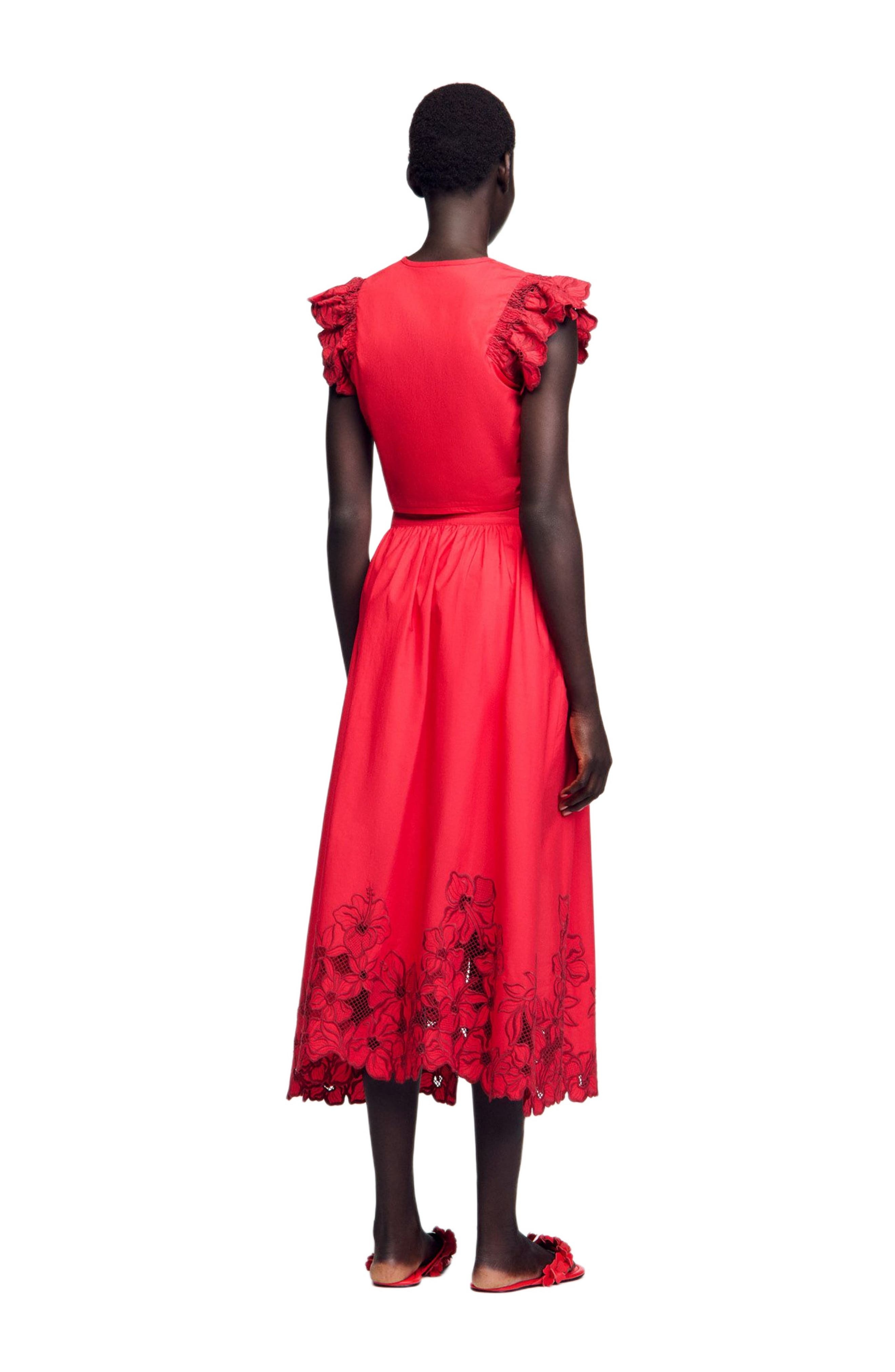 SANDRO Crop top with embroidered sleeves at Nordstrom - 2