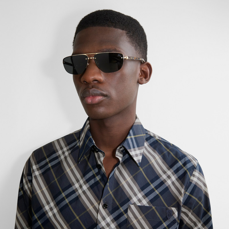 Burberry Metal Shield Rectangular Sunglasses​ outlook