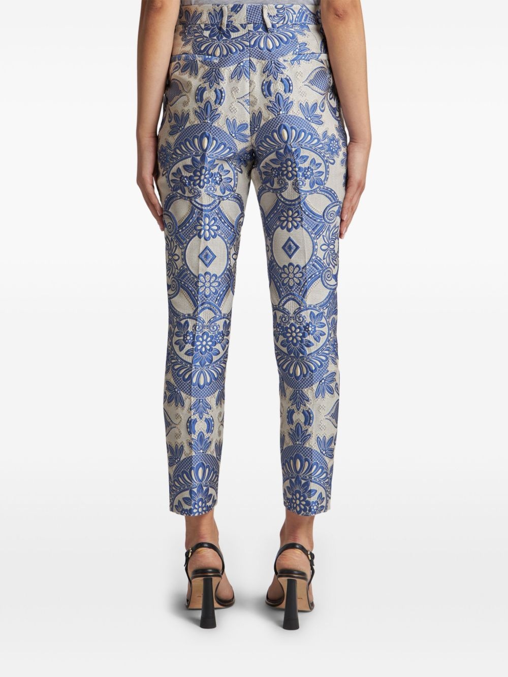 paisley-jacquard cigarette trousers - 4