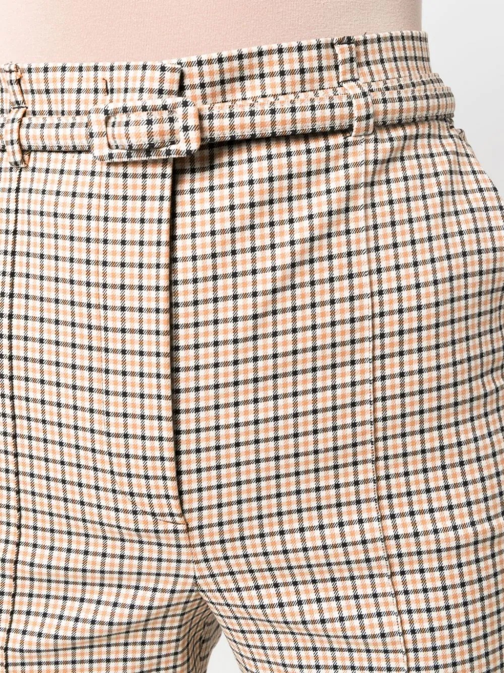 check-print flared trousers - 5