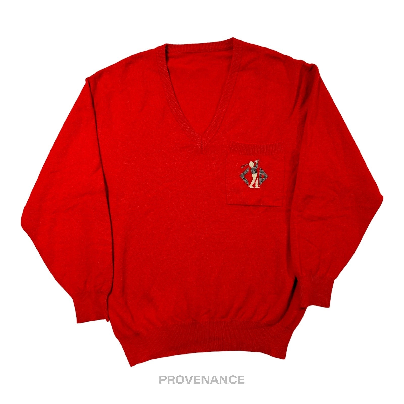 Christian Dior Sports - Christian Dior Golf Logo V Neck Sweater - Fine Wool Red S - 1