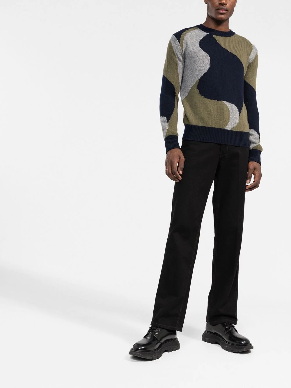 abstract-pattern knitted crew-neck jumper - 2