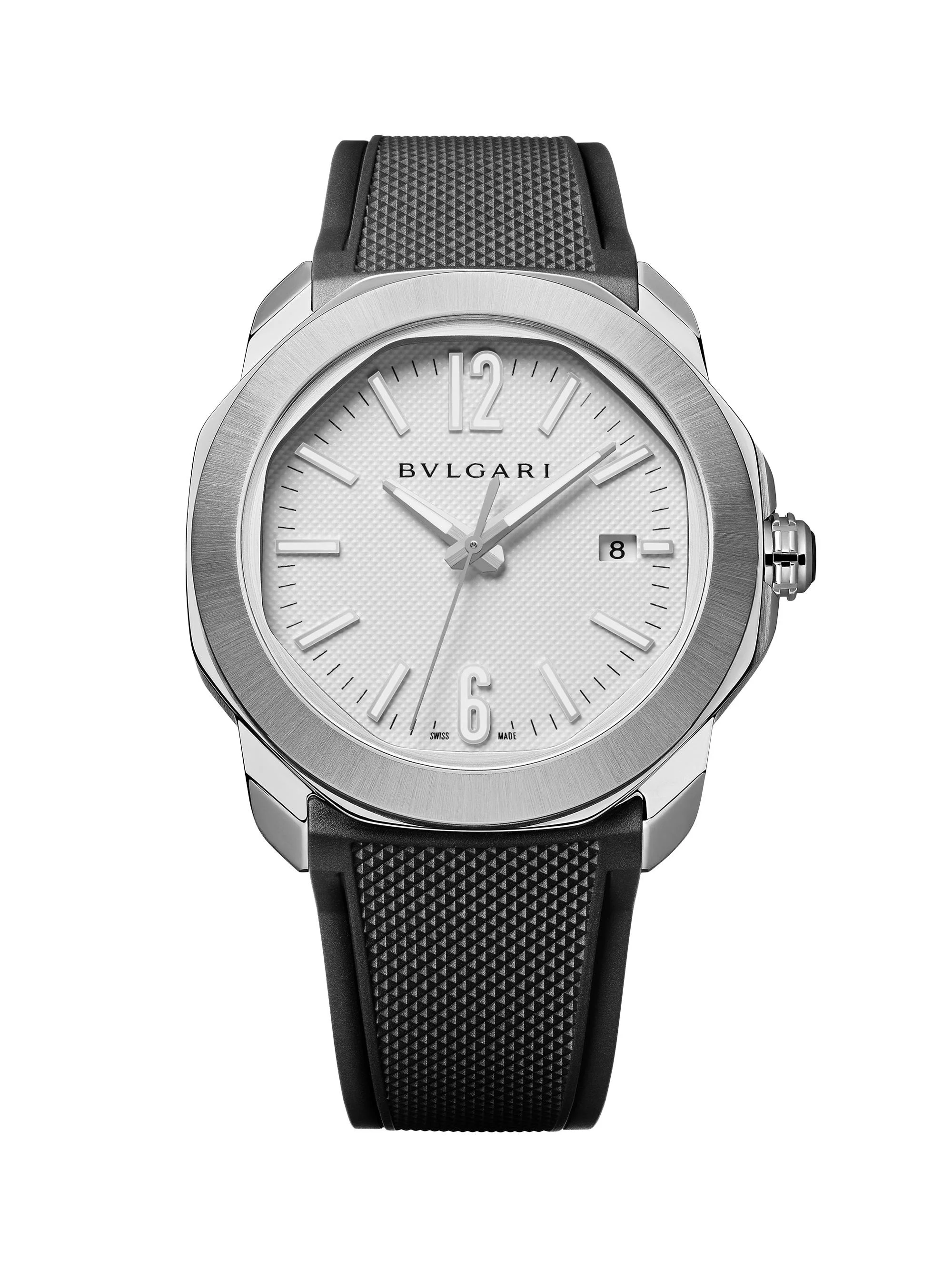 Men's Octo Roma Stainless Steel & Rubber Strap Watch - Black - 1