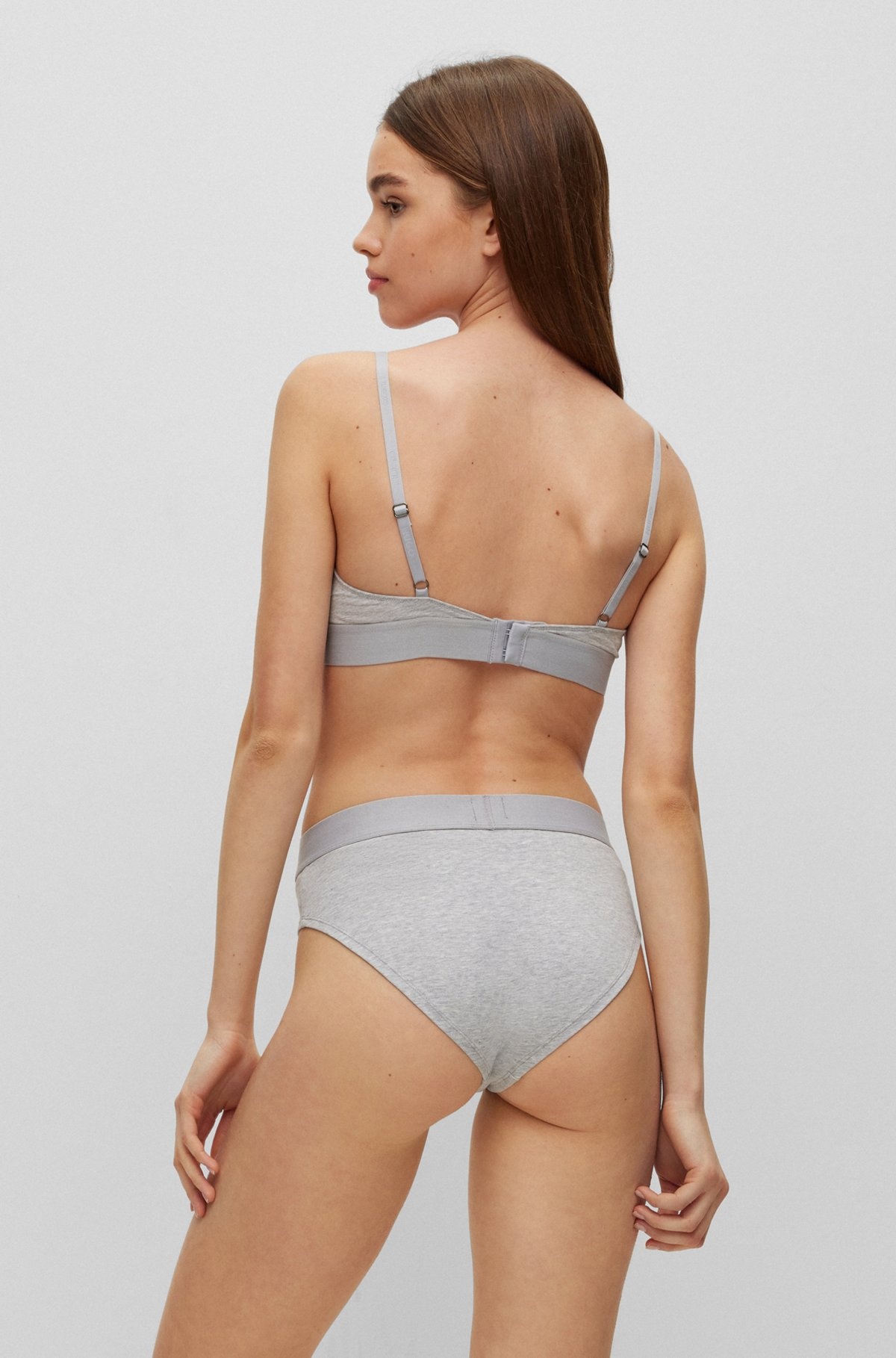 STRETCH-COTTON TRIANGLE BRA WITH RED LOGO LABEL - 3