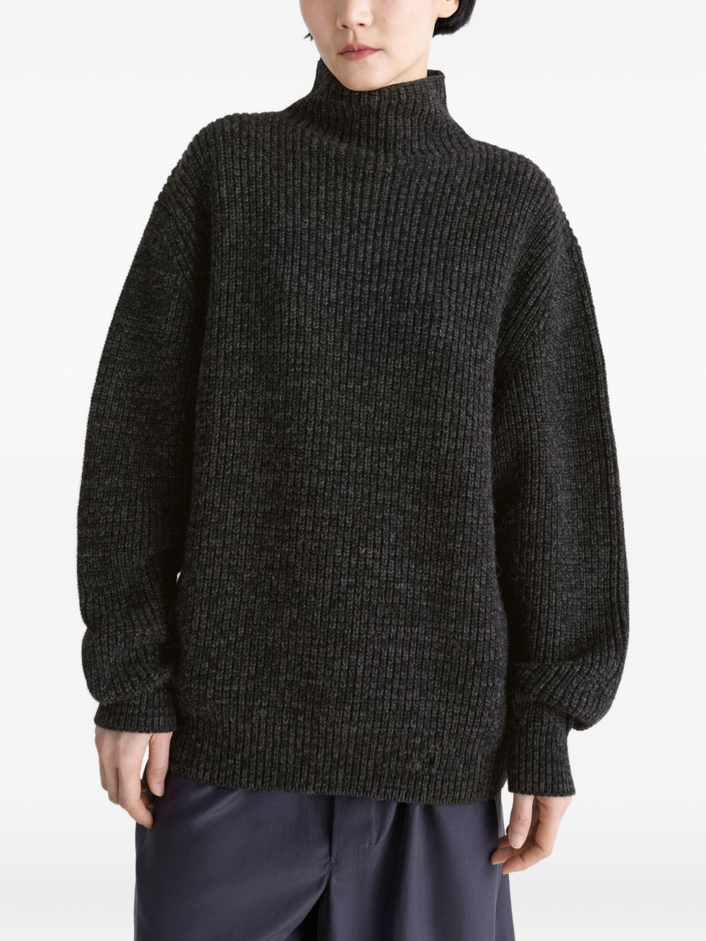 high-neck ribbed sweater - 3