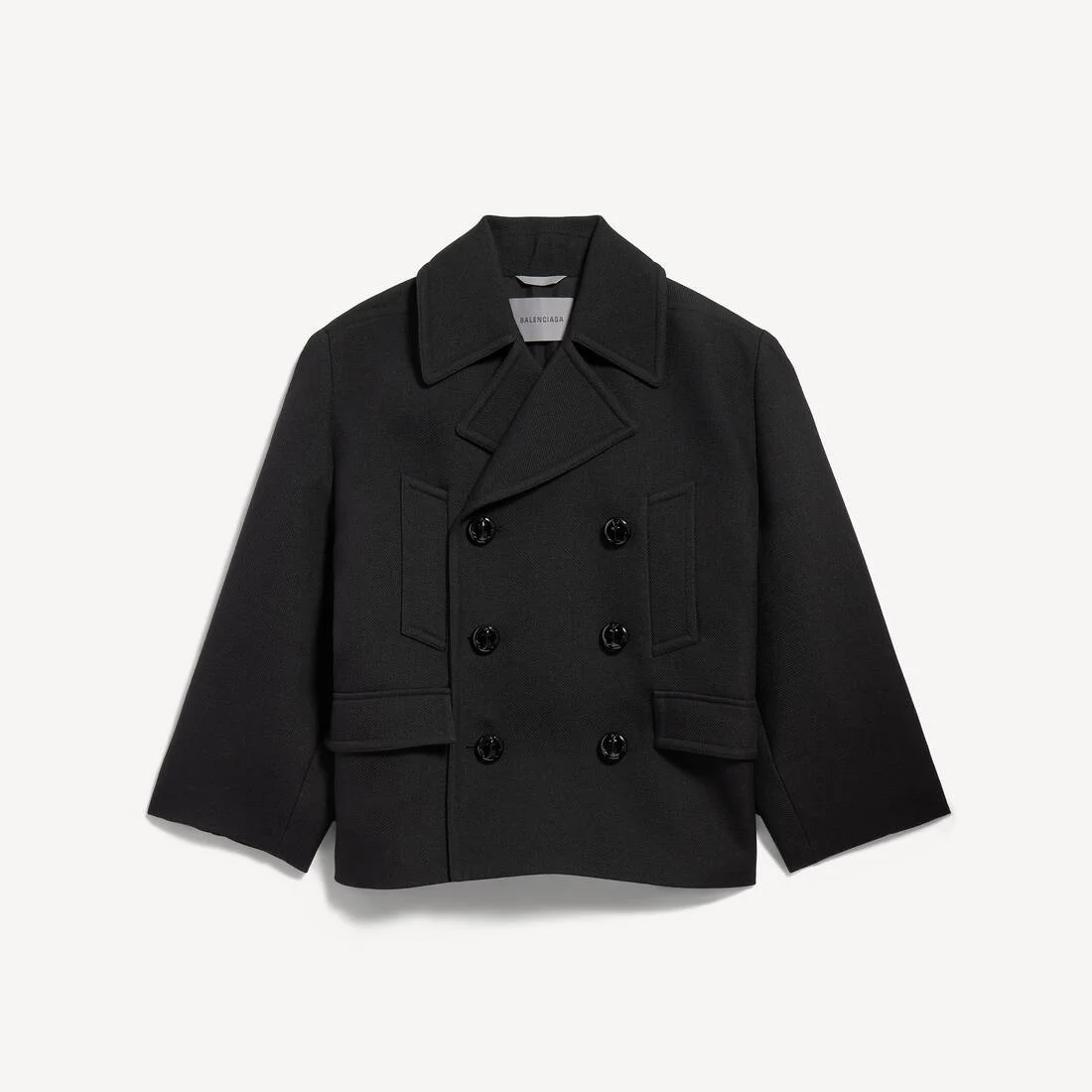 Men's Short Peacoat in Black - 1