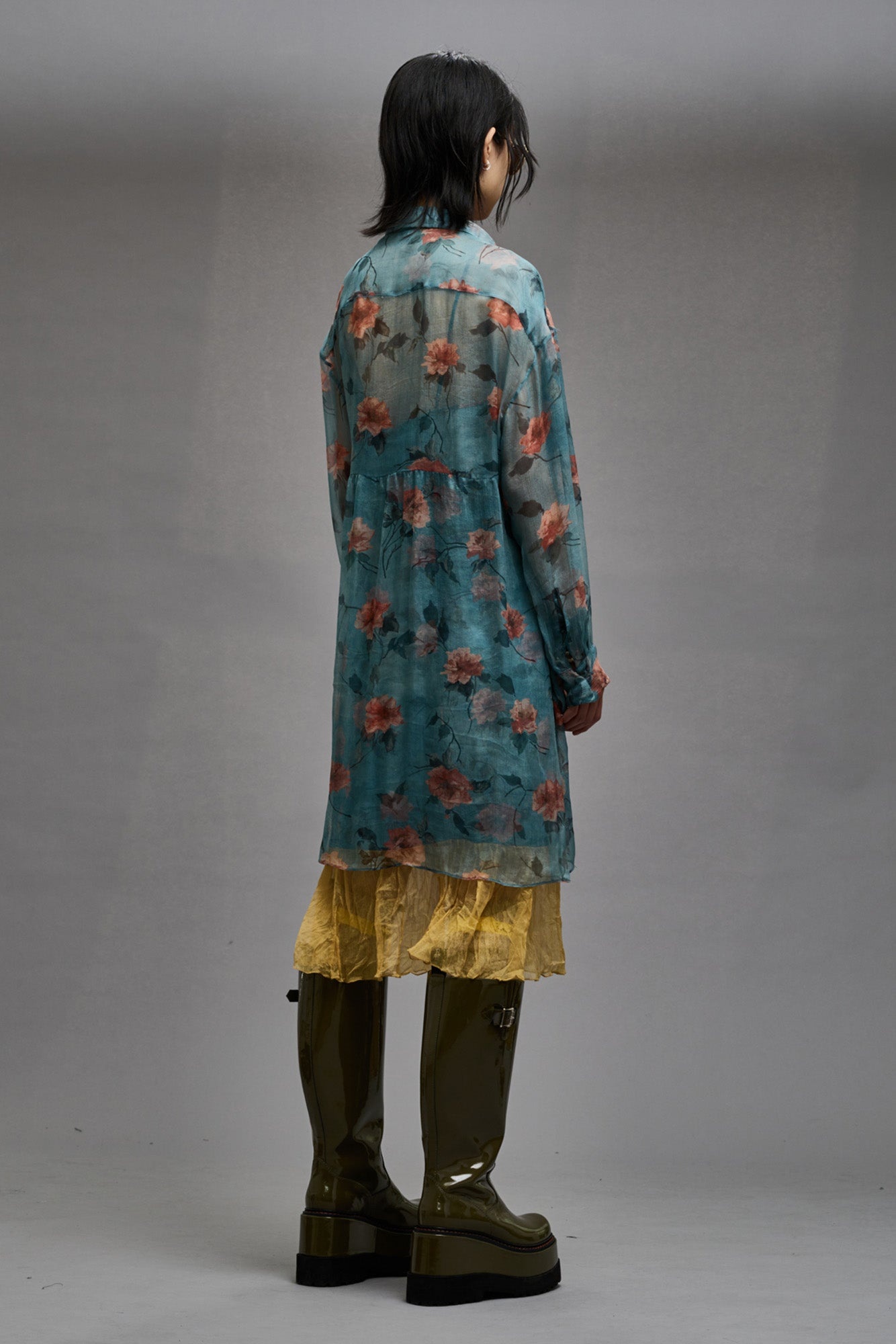 DOUBLE LAYER DRESS SET - BLUE FLORAL - 5