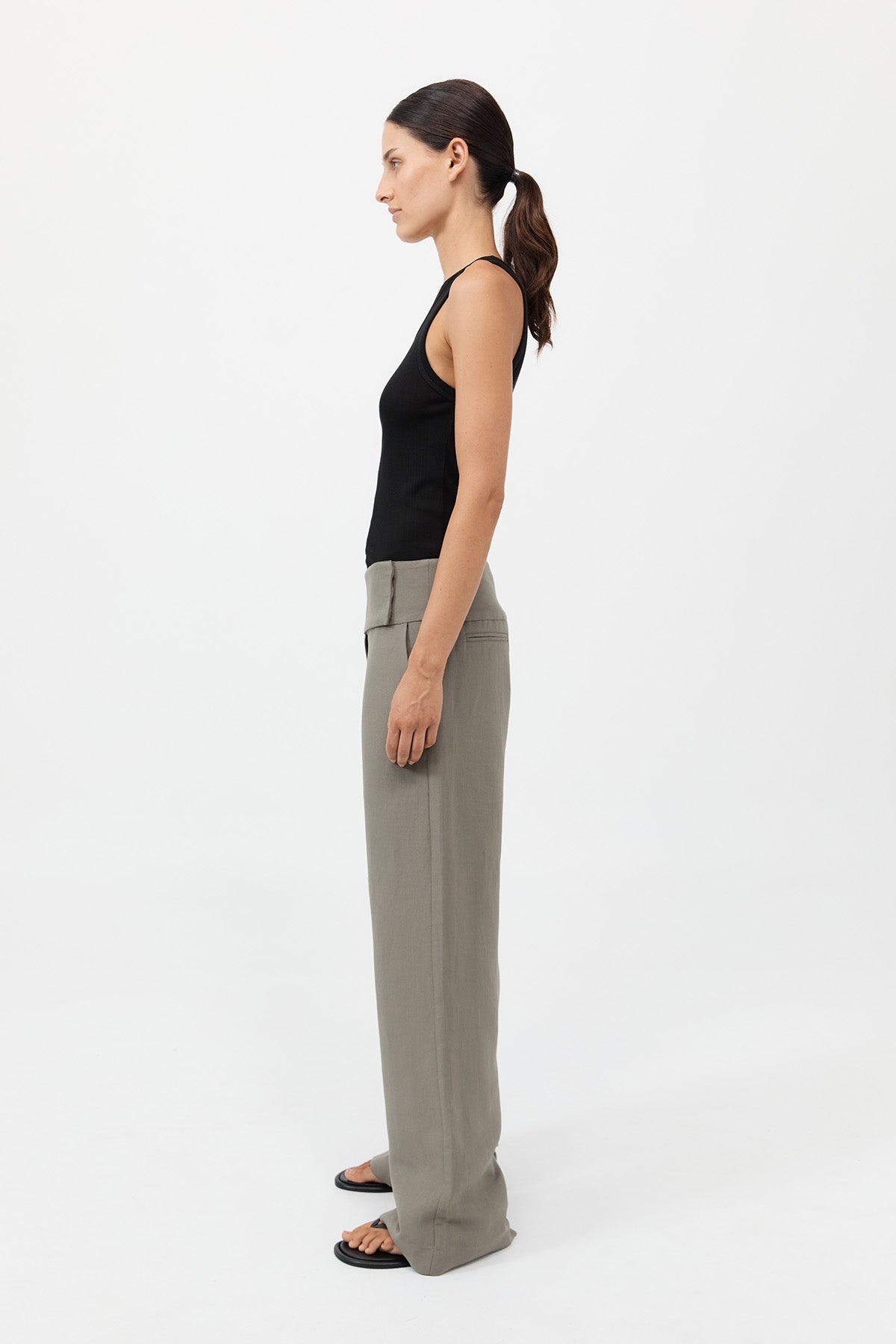 Wide Waistband Pants - Smokey Olive - 5