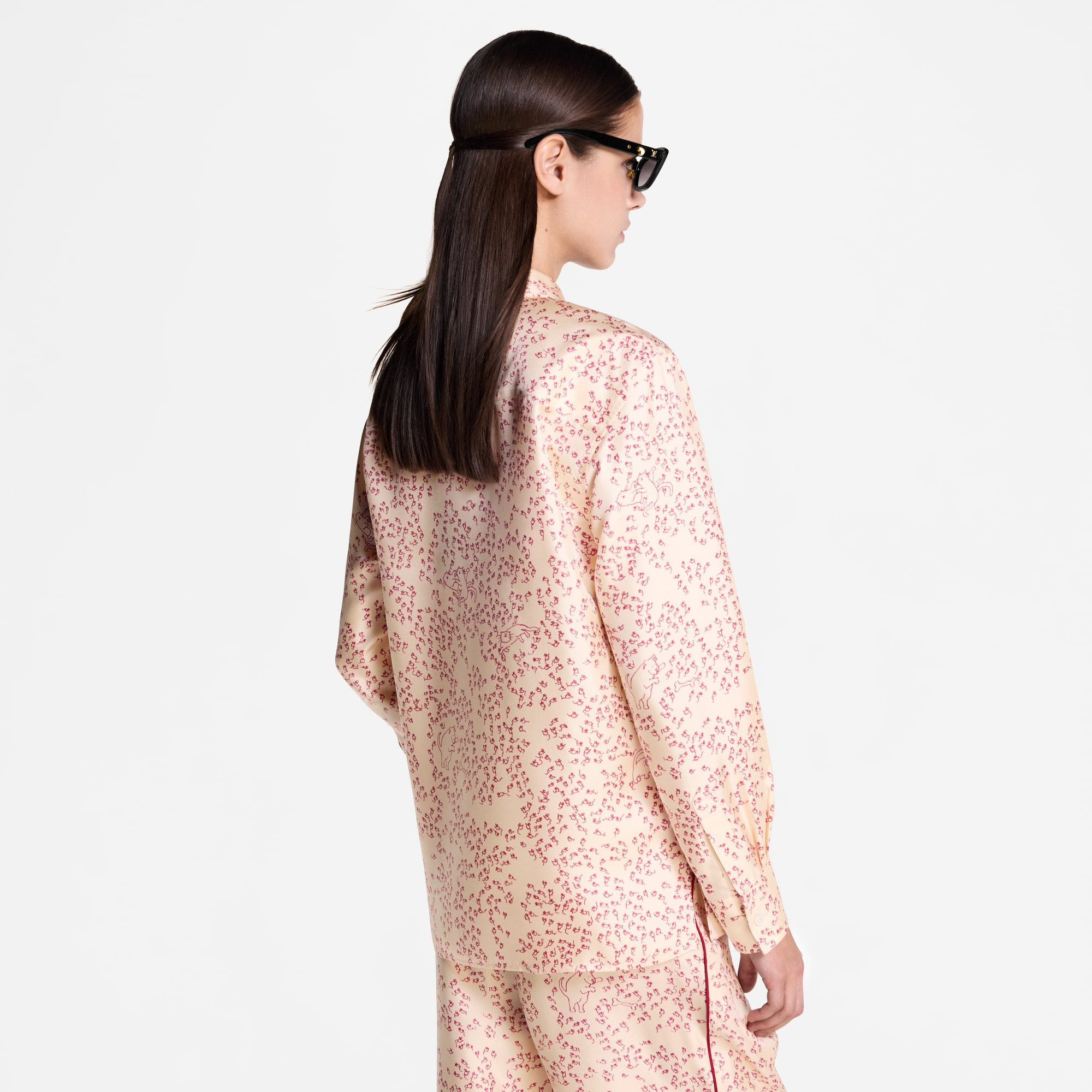 Cat-and-Mouse Print Silk Shirt - 7