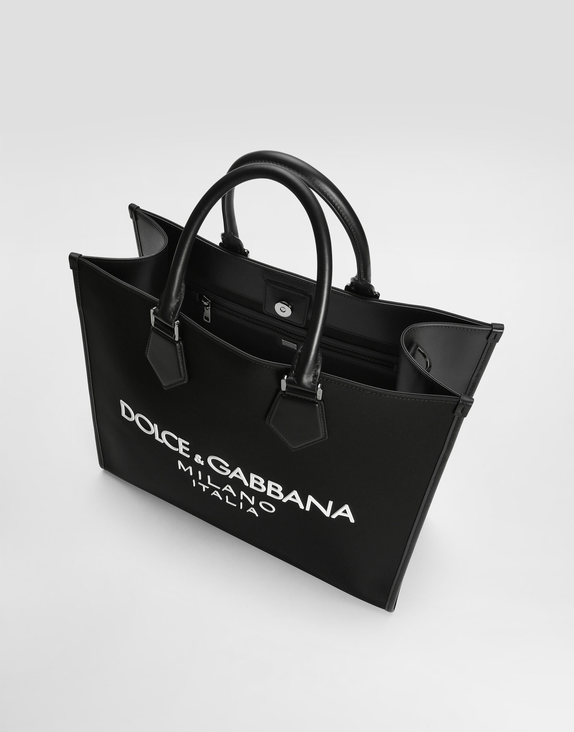 Large nylon shopper with rubberized logo - 5