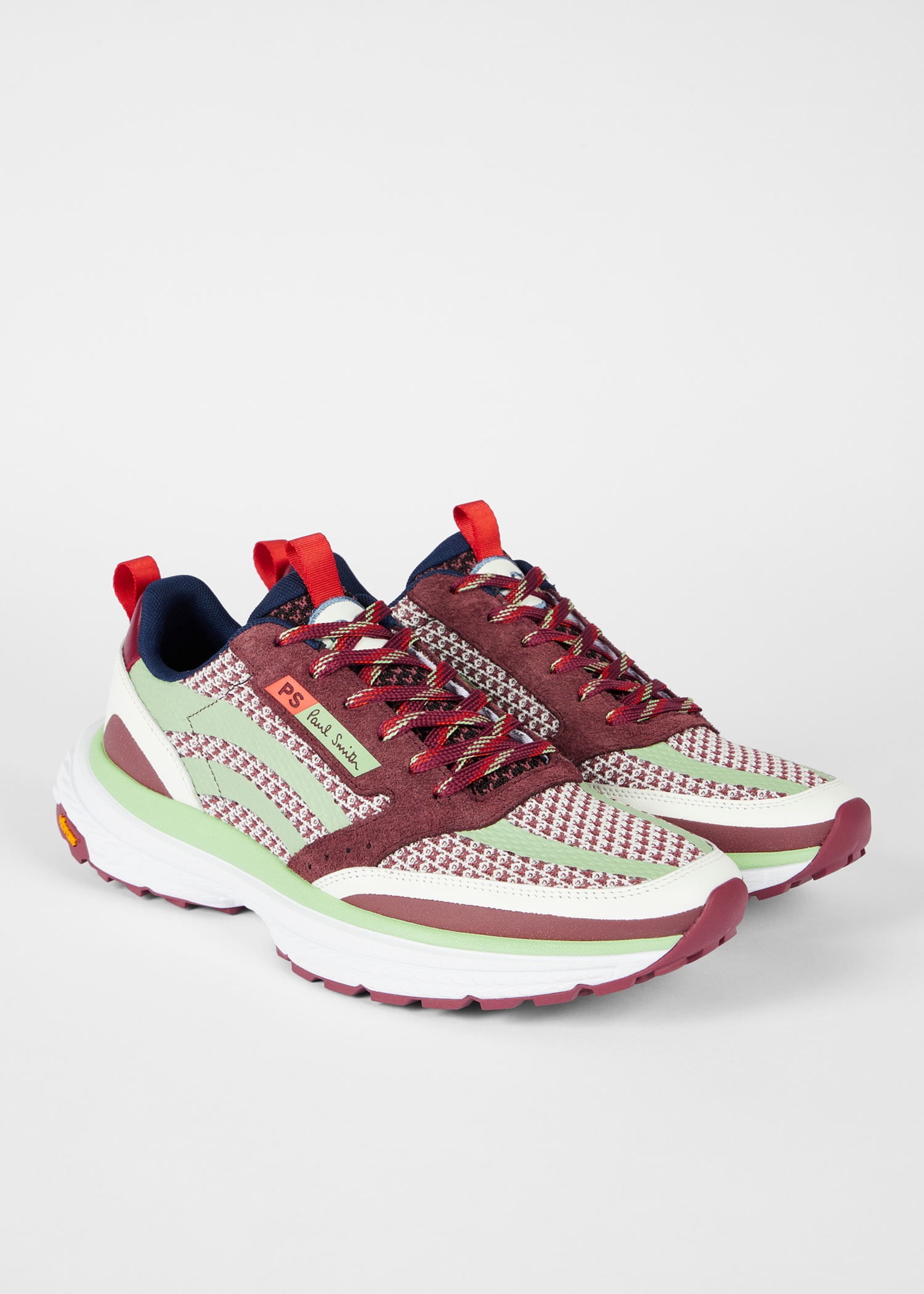 Burgundy And Mint 'Darter' Trainers - 2
