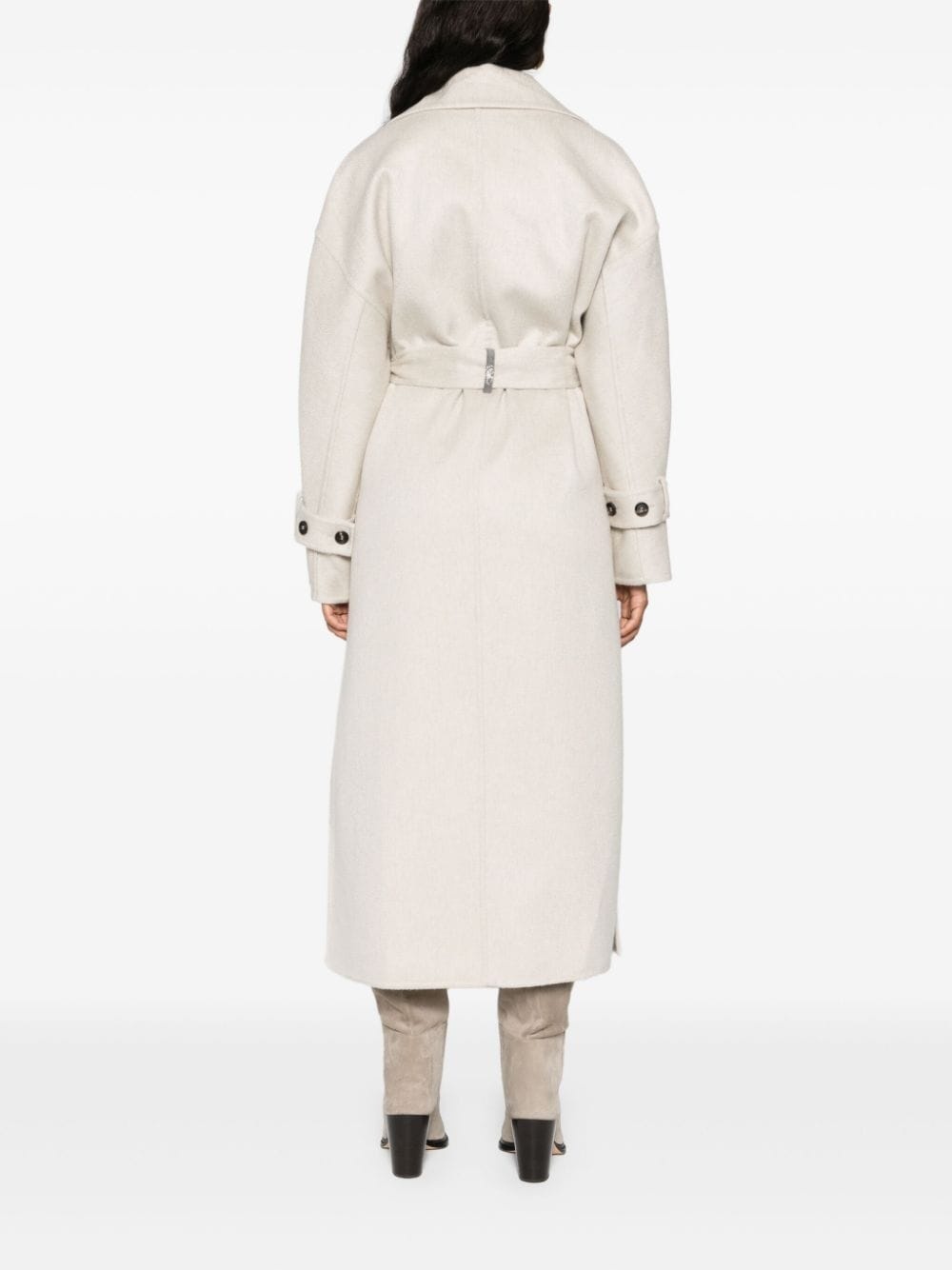 cashmere belted midi coat - 4