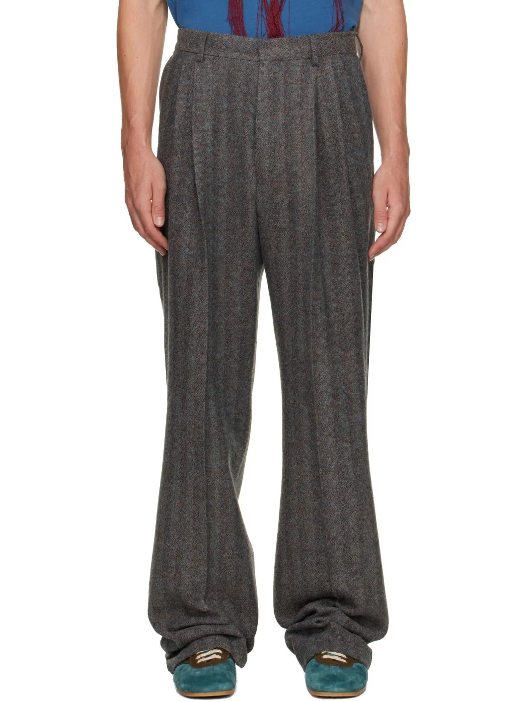 Gray Straight-Leg Wool Trousers - 1