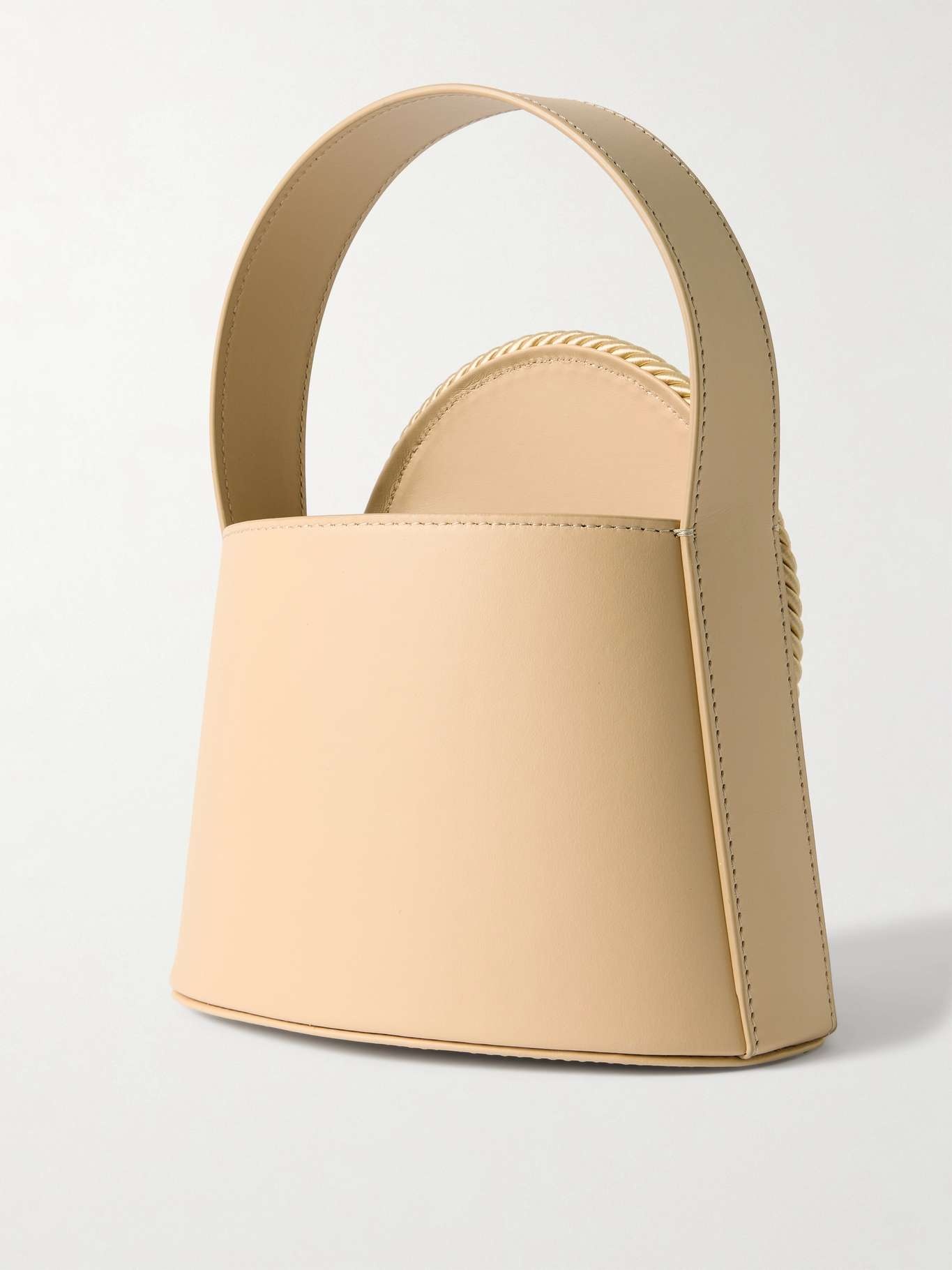 Gunther raffia-trimmed leather tote bag Beige - 3
