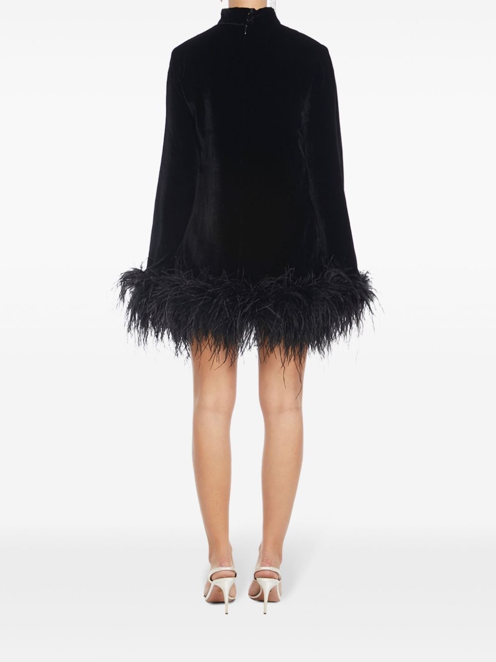 Gina feather-trim minidress - 4