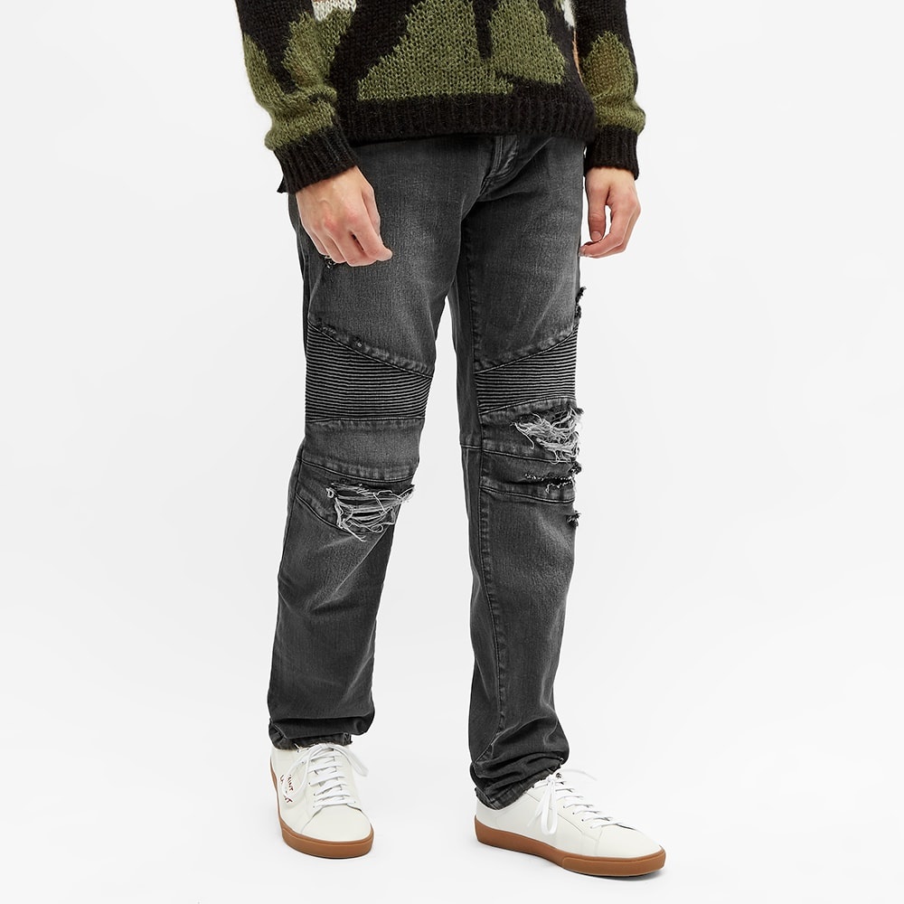 Balmain Tapered Fit Distressed Biker Jean - 4