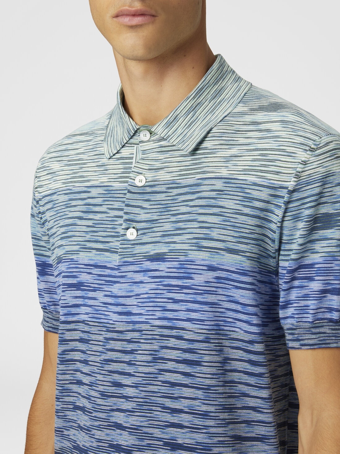 Dégradé slub cotton knit polo shirt - 5