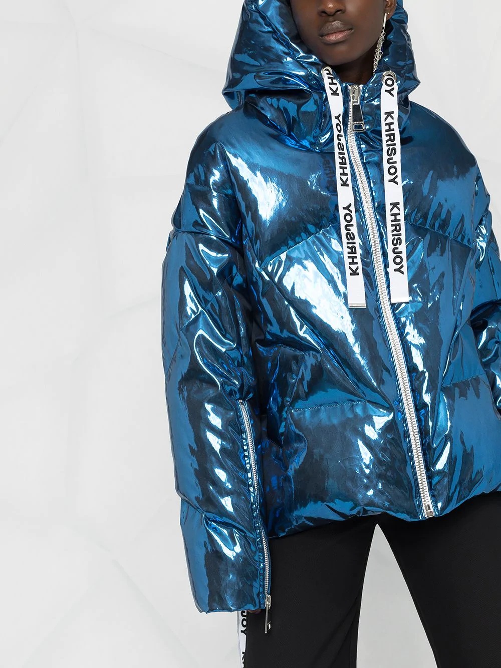 metallic logo puffer jacket - 5