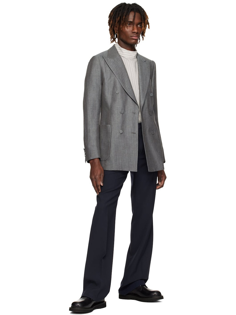 Dries Van Noten Gray Striped Blazer outlook