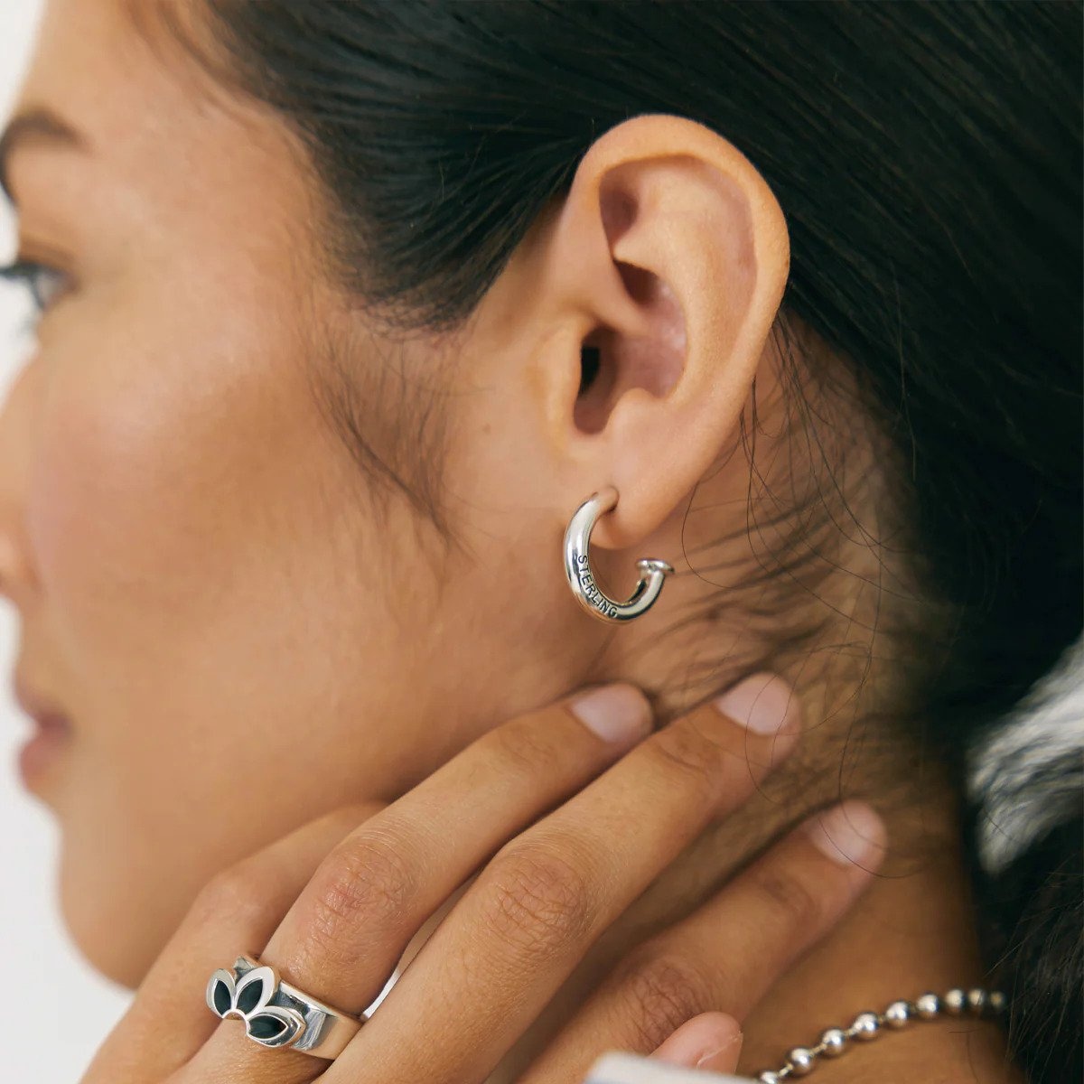 ES-NH GOOD ART HLYWD Nailhead Hoop Earring - Sterling Silver - 2