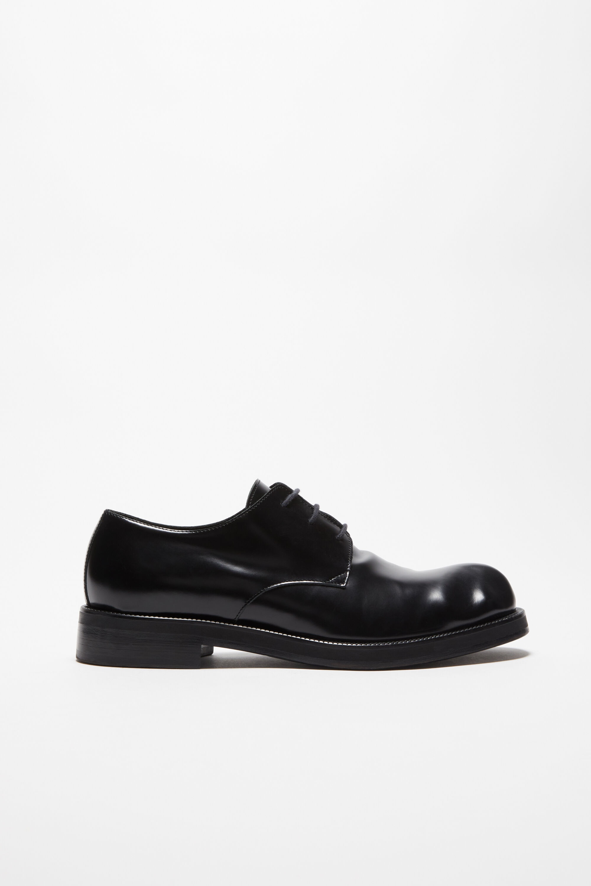 Leather derby shoes - Black/black - 1