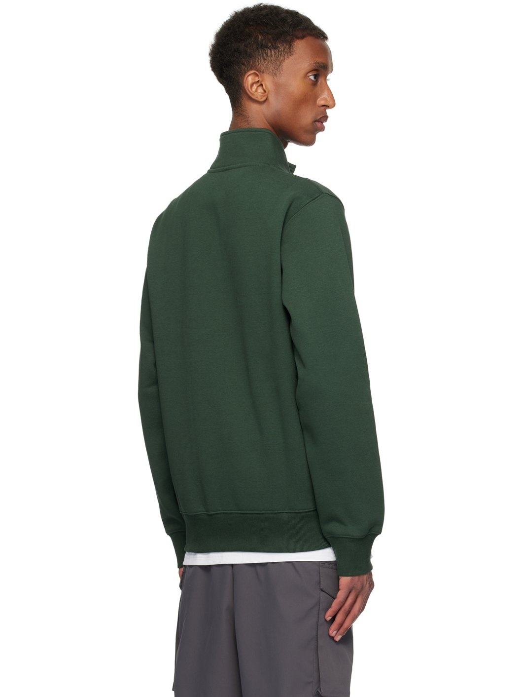 Green Chase Neck Zip Sweatshirt - 3