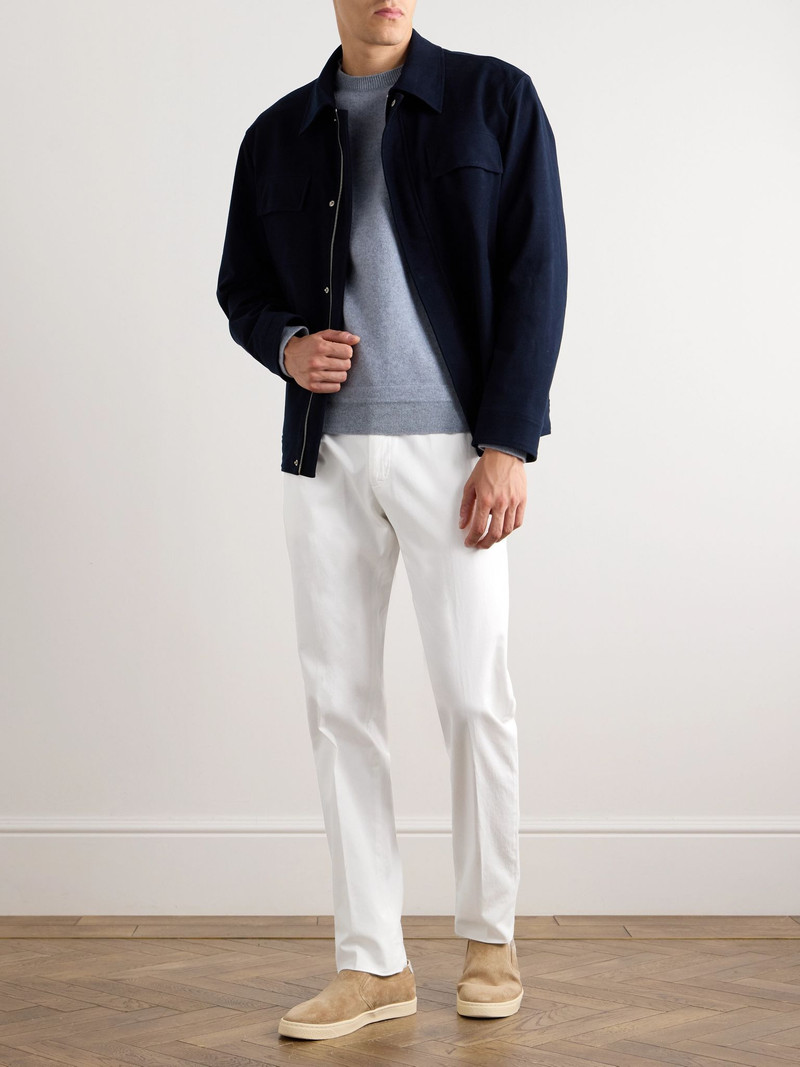ZEGNA Straight-Leg Garment-Dyed Stretch-Cotton Twill Chinos White outlook