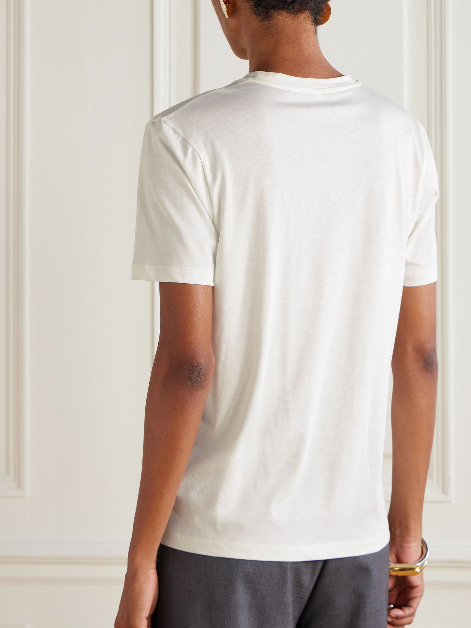 Cotton and silk-blend jersey T-shirt White - 4