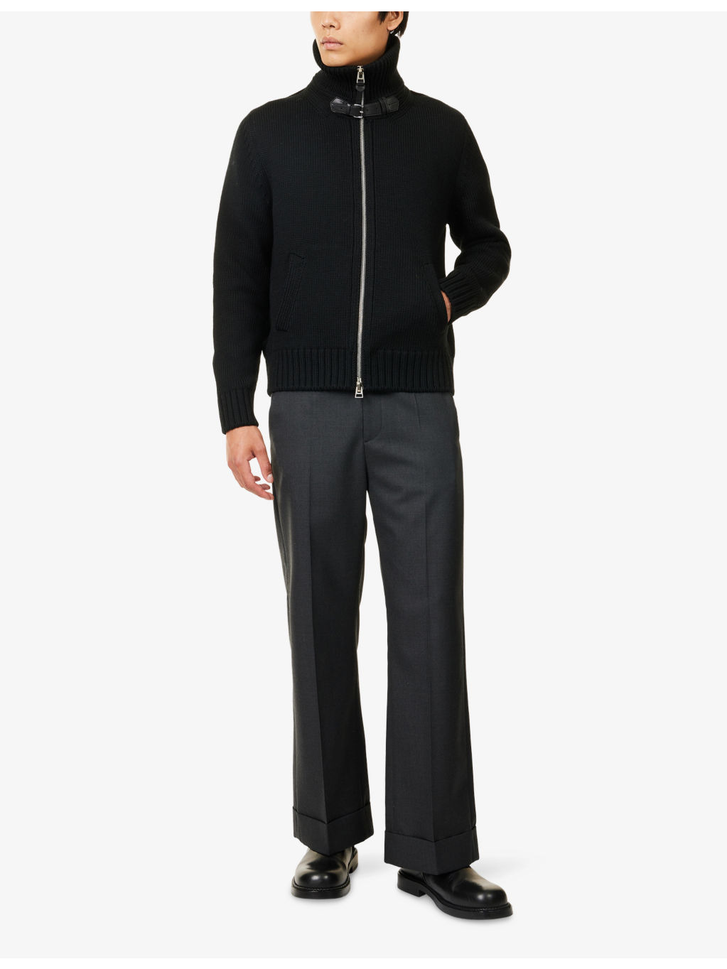 Buckle Zip-Through Wool Cardigan - 2