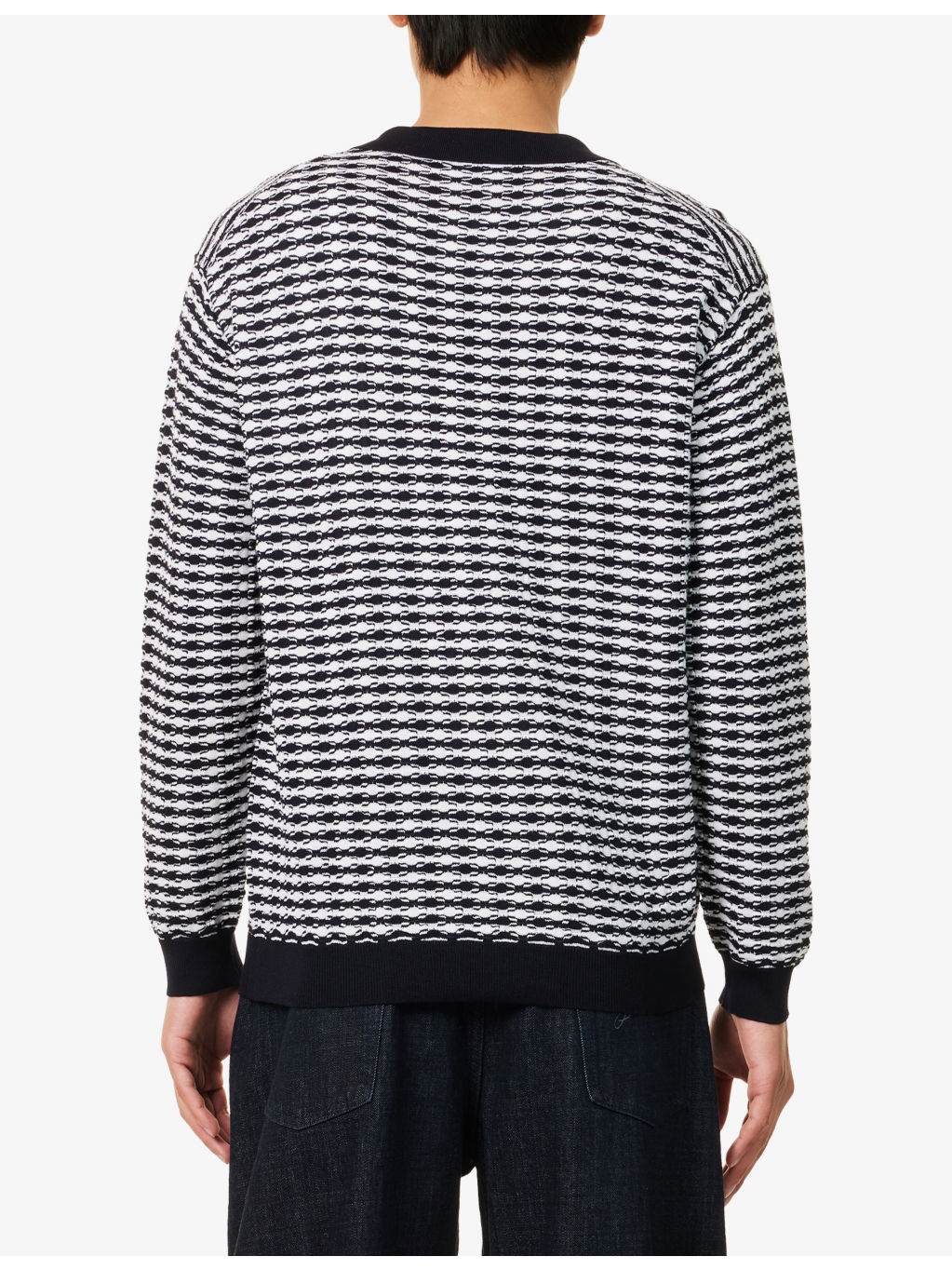 Textured-Pattern Knitted Wool Jumper - 4