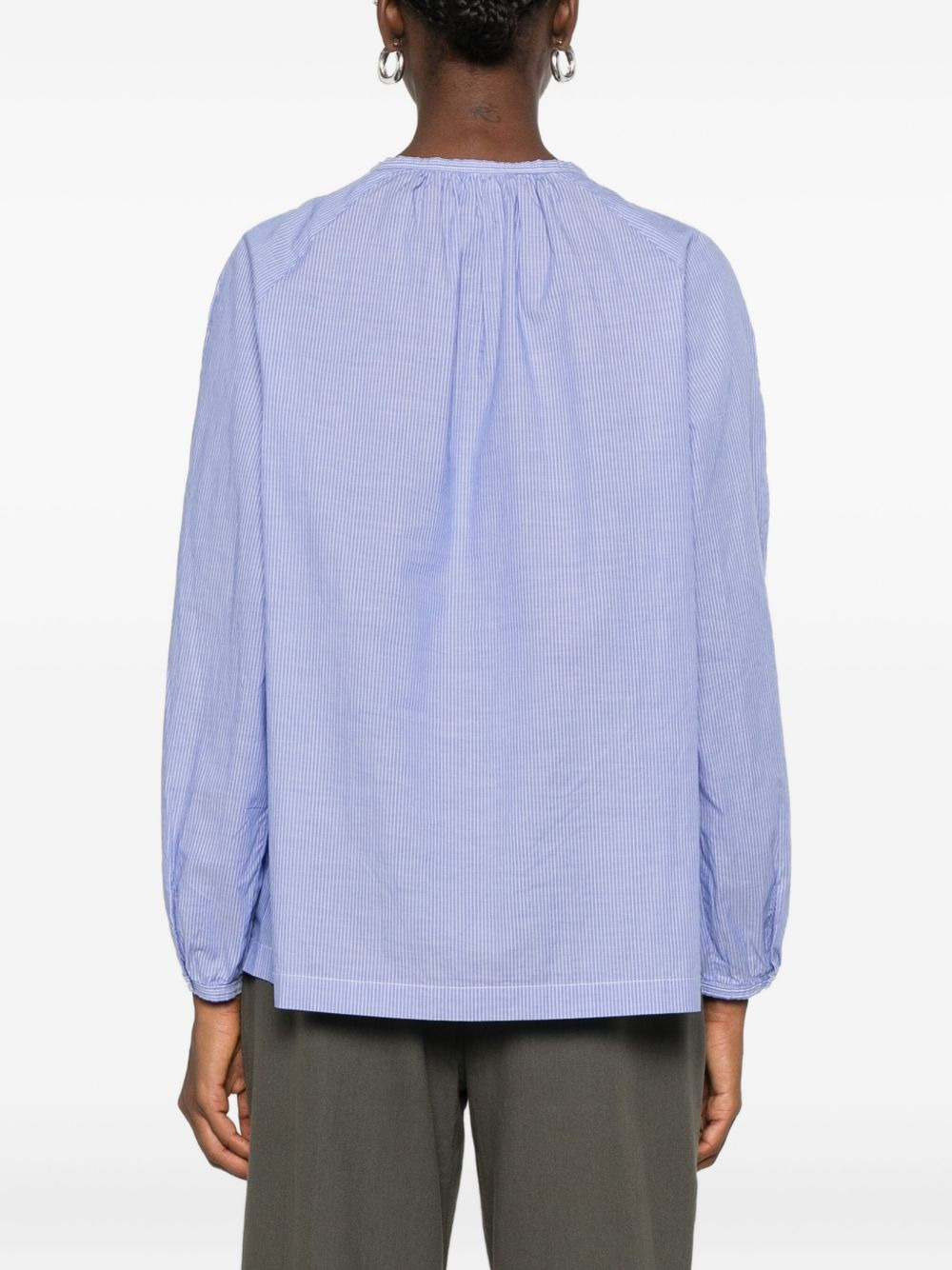 tie-neck striped blouse - 4