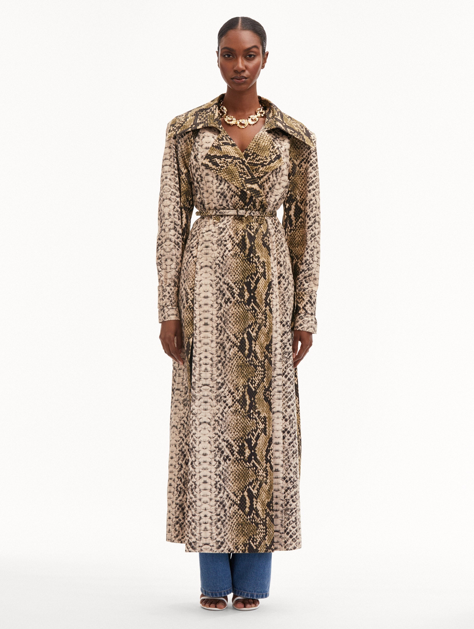 SNAKE COTTON TRENCH COAT - 2