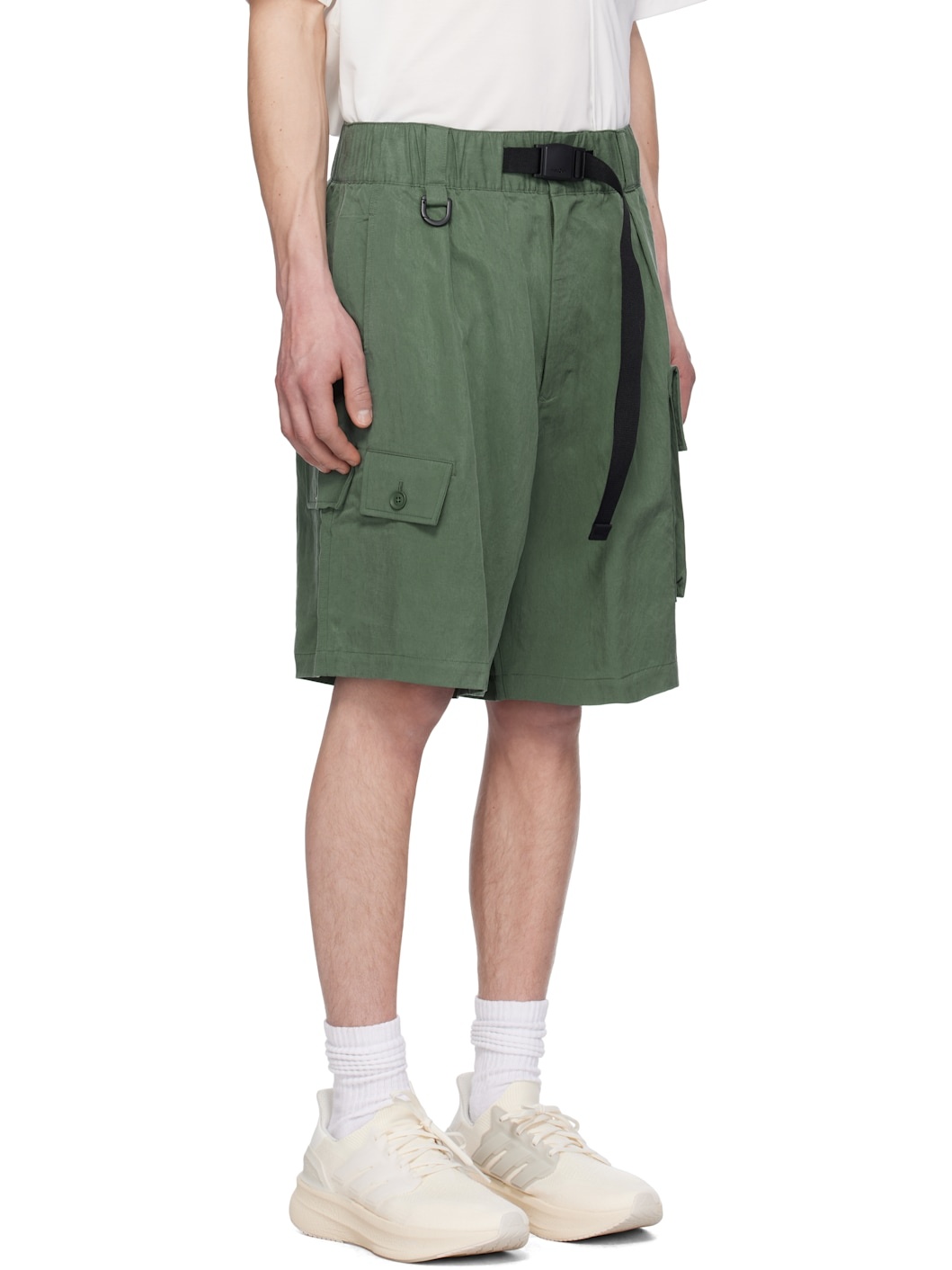 Green Twill Cargo Shorts - 2