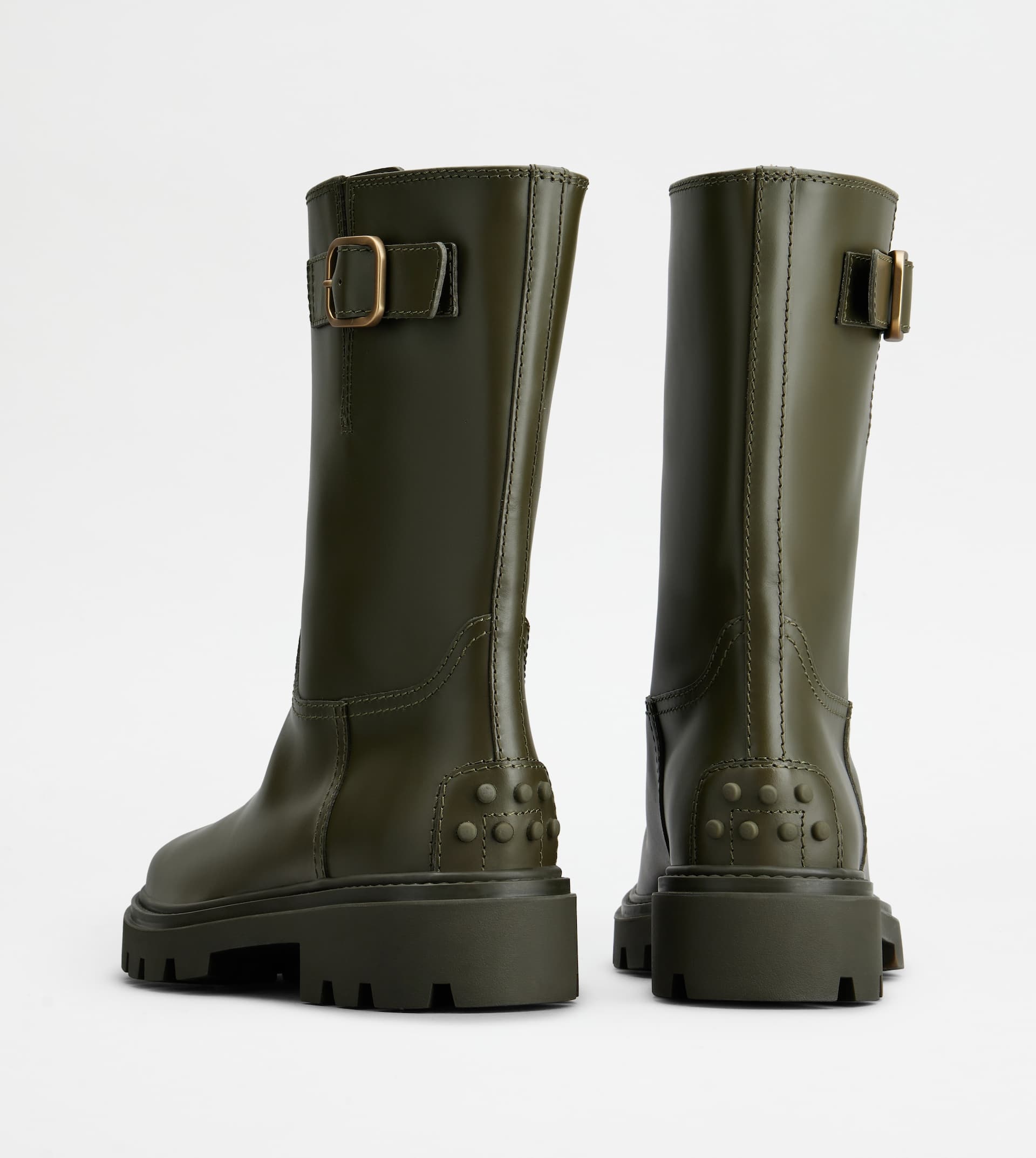 BIKER BOOTS IN LEATHER - GREEN - 2