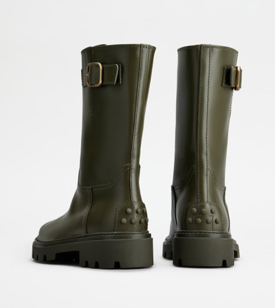 Tod's BIKER BOOTS IN LEATHER - GREEN outlook
