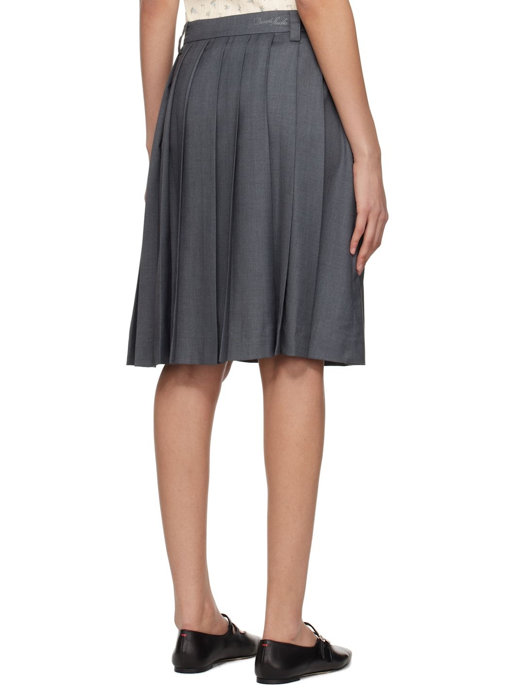 Gray Pleats Midi Skirt - 3