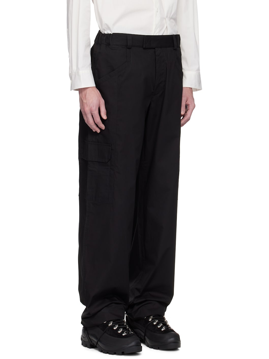 Black Poplin Cargo Pants - 2