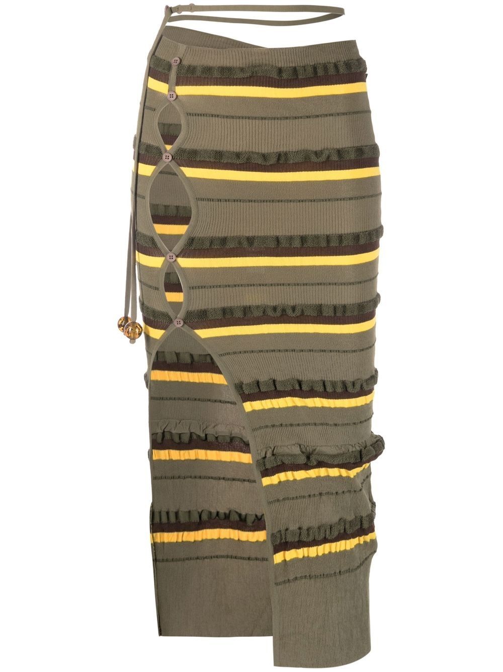 ribbed-knit striped midi skirt - 1