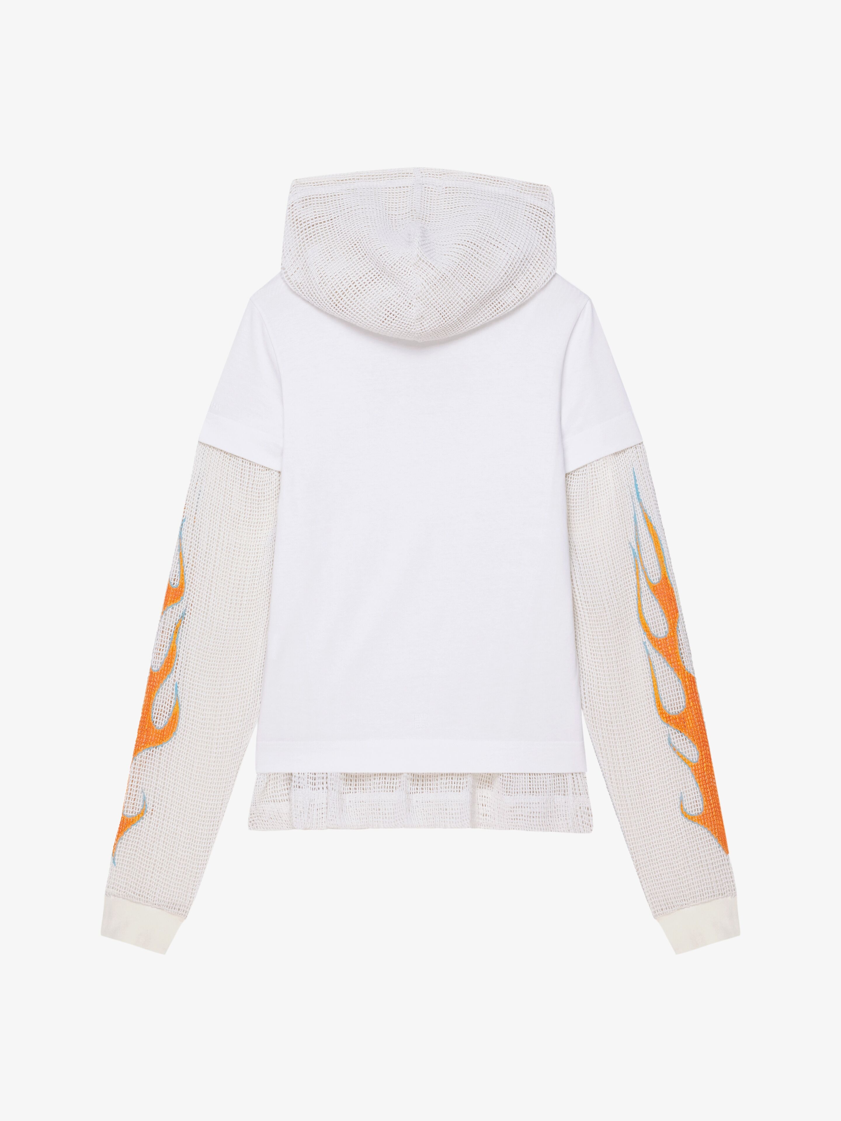 OVERLAPPED HOODED T-SHIRT IN COTTON AND MESH - 5