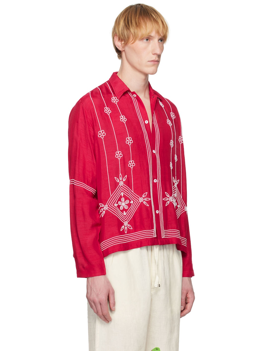 Red & White Beadwork Shirt - 2