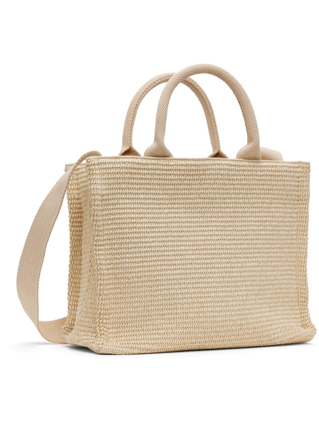 Off-White Raffia-Effect Small Tote - 3