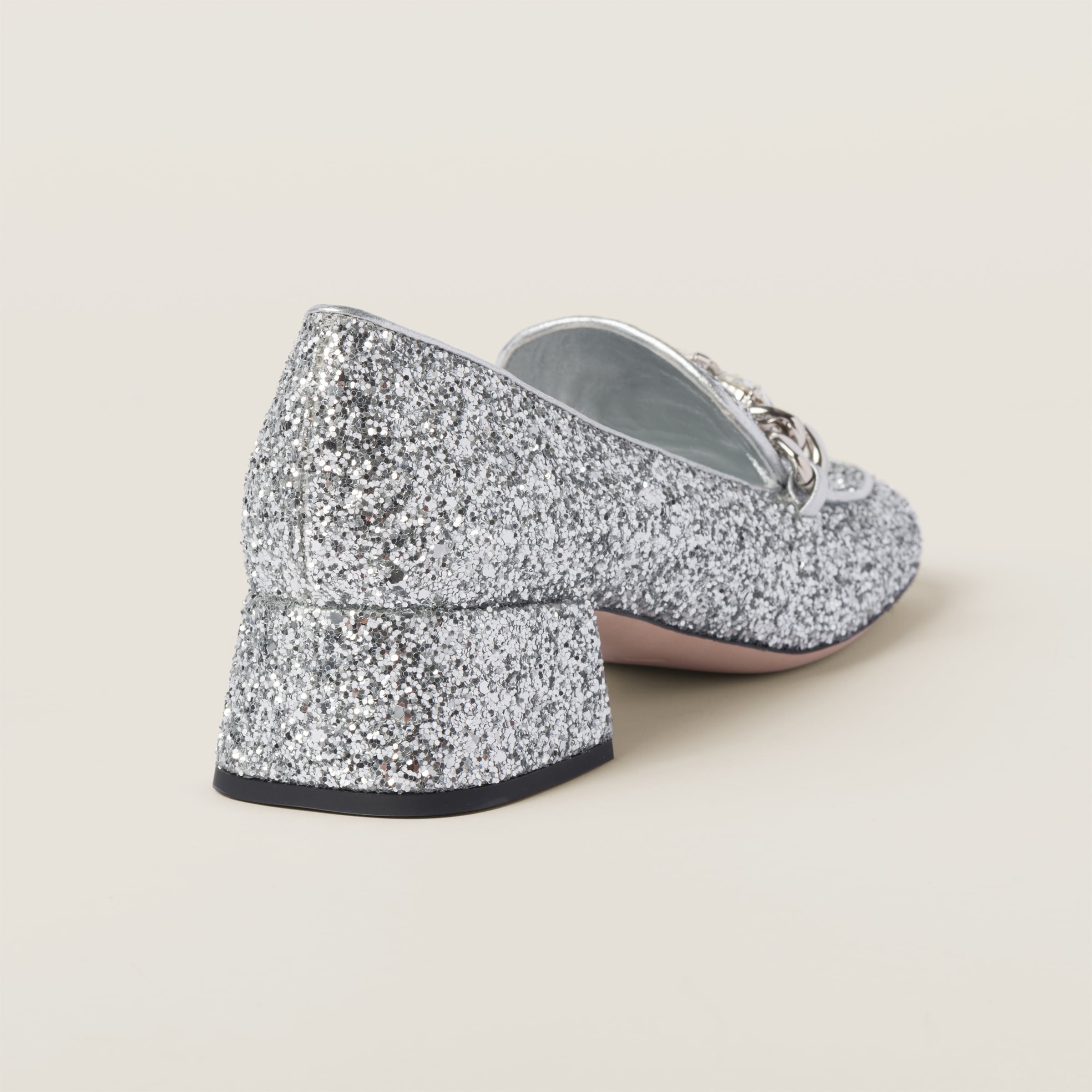 Glitter fabric loafers - 3