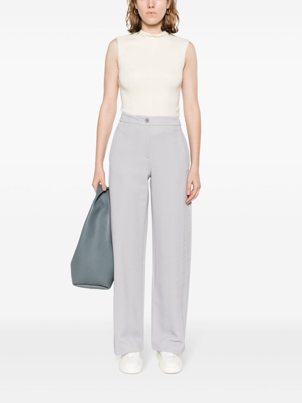 chevron-stitch straight-leg trousers - 2