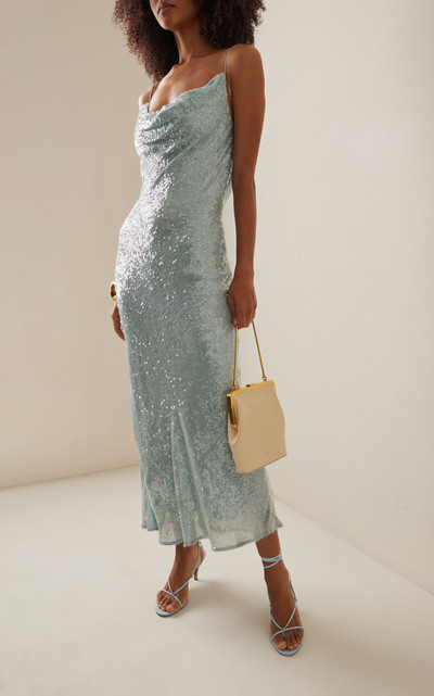 LAPOINTE Draped Sequined Crepe Midi Dress light blue outlook