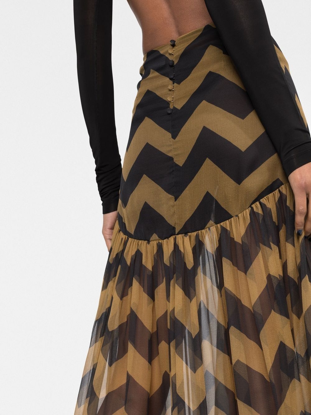 chevron-print semi-sheer skirt - 8