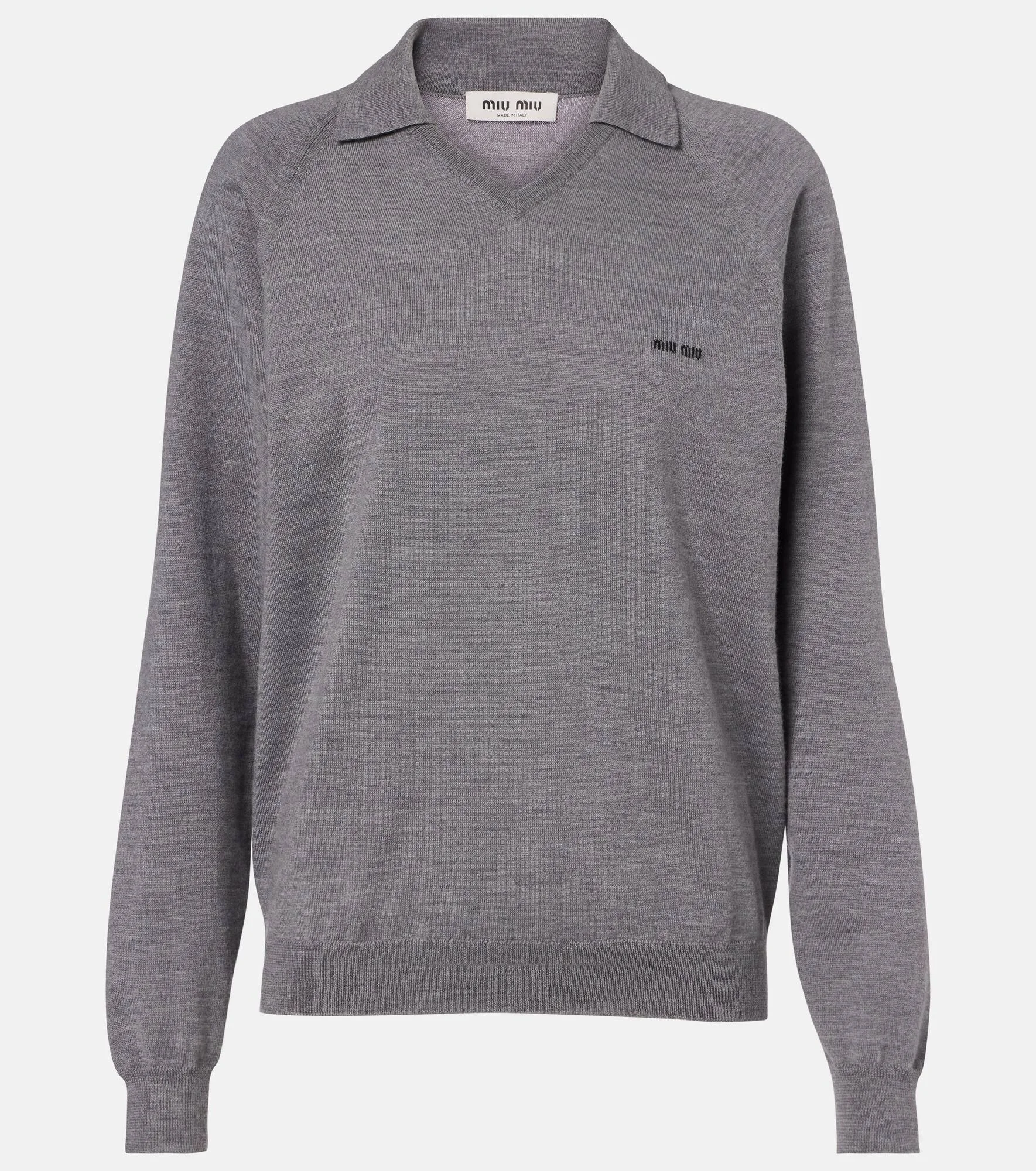 Logo virgin wool polo sweater - 1